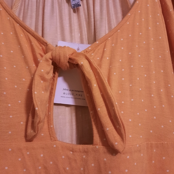 LOVE, FIRE TIE FRONT SUN DRESS MUSTARD YELLOW SZ L - Picture 3 of 7